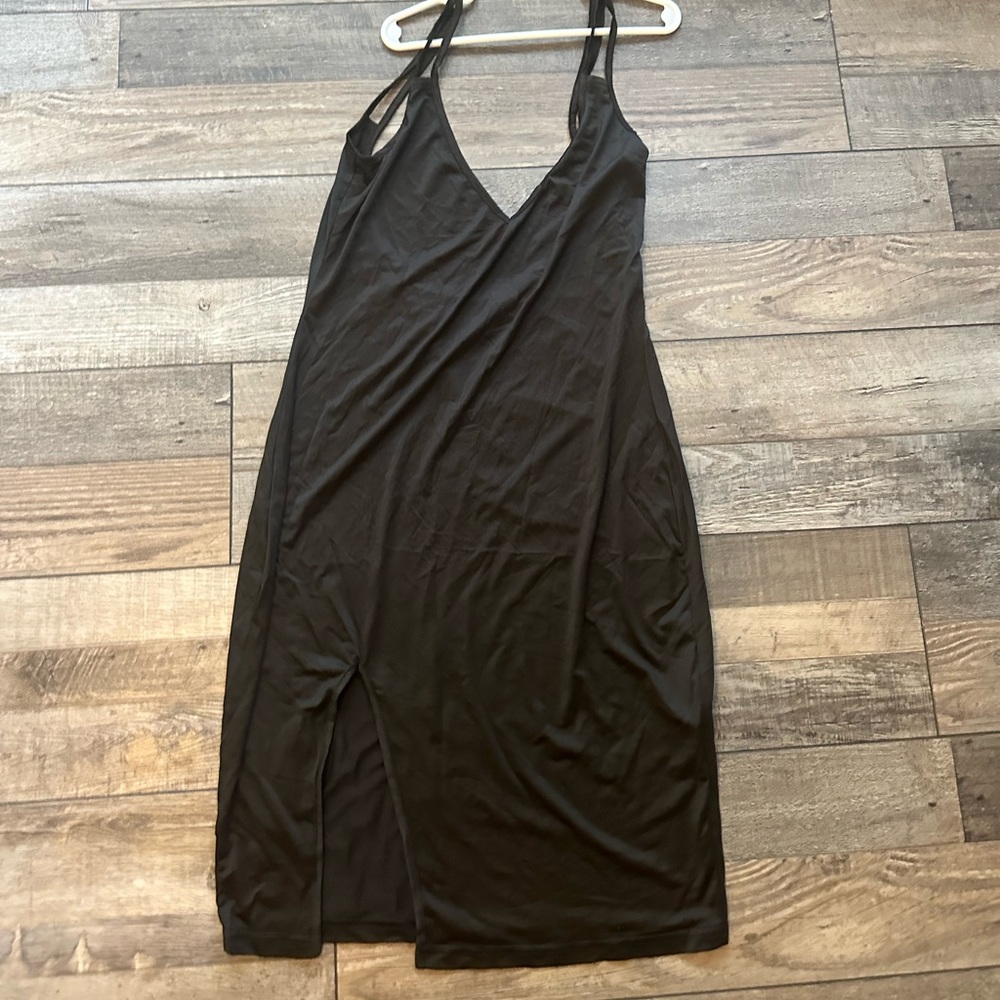 NEW - black V-neck slip dress